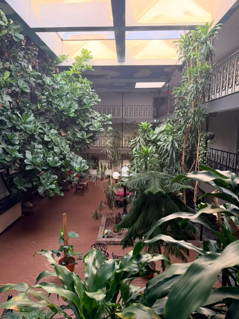 Indoor garden atrium at Garden Cove Hotel Suites