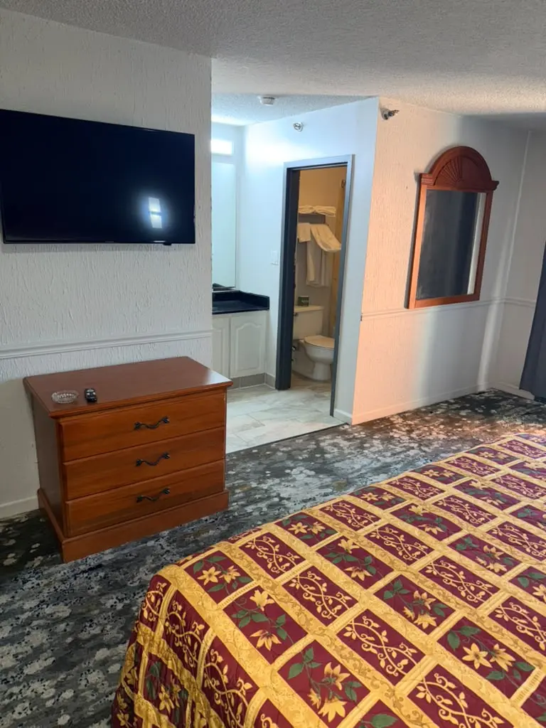 Smoking king suite television and bed area